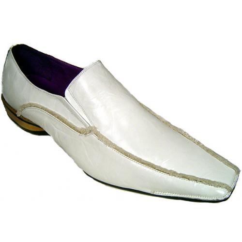 Giorgio Brutini White Wrinkle Leather Fur Lining Loafers #159786